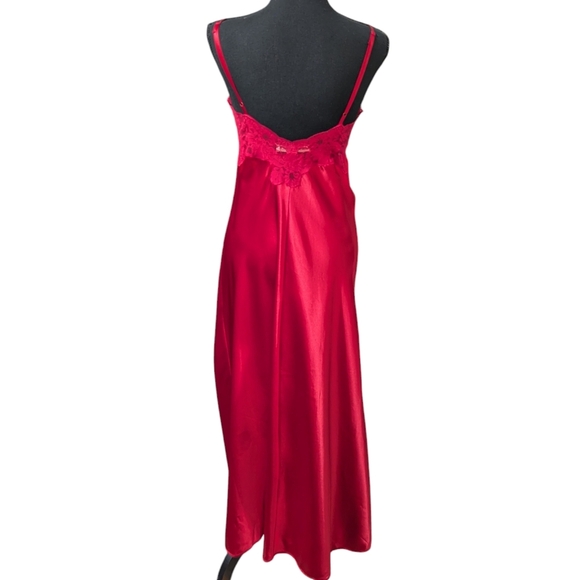 Victoria’s Secret Red Satin Lace Maxi Slip Dress Size M Y2K - Picture 10 of 13
